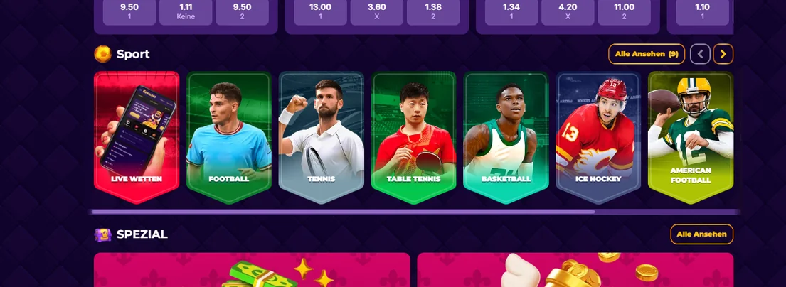 Sportwetten Angebot durchsuchen